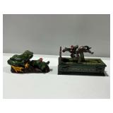 (2) Cast Iron Mechanical Banks Including Show Jumper and Frogs