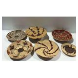 (6) Southwest Style Woven Baskets with Geometric and Animal Motifs