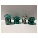 (4) Glass Jars Filled Containing Marbles