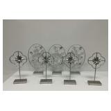 (5) Metal Sculptures with Flower and Bird Motifs