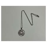 Sterling Silver Nautical Pendant Necklace with Sea Life Motifs and Clear Stones
