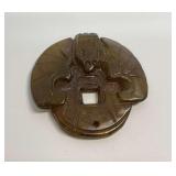 Asian Carved Jade Bat Coin Pendant