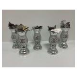 (5) Mosaic Glass Vases with Glitter and Rhinestone Accents