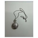 Quartz Pocket Watch with Locomotive Motif and Chain