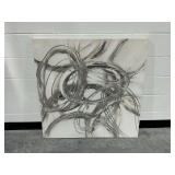 Abstract Canvas Wall Art with Swirls and Gray Tones