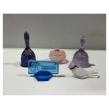 (5) Fenton Art Glass Pieces Including Bells and Trinket Box