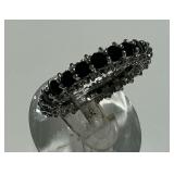 Size 8 Sterling Silver Ring with Multiple Stones