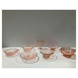 (7) Pink Depression Glass Serving Pieces