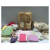 Variety of Fabric and Lace Textiles with Quilt Kit