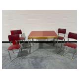 Vintage 5-Piece Dinette Set with Red Table and 4 Chairs