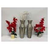 Decorative Vases and Faux Floral Arrangements