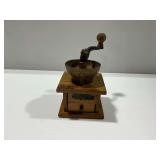 Antique Juvenile Wooden Coffee Grinder with Cast Iron Hopper