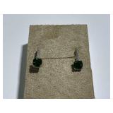 Sterling Silver Green Gemstone Leverback Earrings
