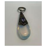 Drop Pendant with Moonstone Set in Metal