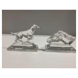 (2) Ralph Lauren Crystal Animal Paperweights