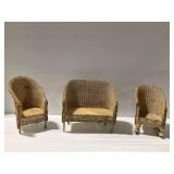 3-Piece Wicker Doll Furniture Set