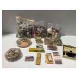 Multiple Sewing Supplies and Notions with Wooden Spools