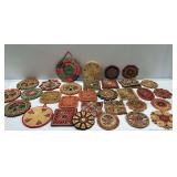 Multiple Woven Plant Fiber Trivets and Wall Hangings