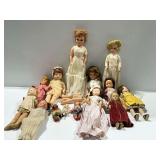 Vintage Dolls with Assorted Doll Clothing.. some dolls have damage/see photos and description