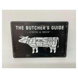Metal Butcher Guide Beef Cuts Sign