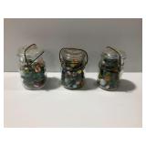 (3) Glass Bail Jar Containers with Marbles