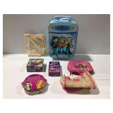 Group of Bratz Merchandise Items Including Luggage, Handbags, and Games