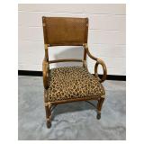 Rattan Armchair with Animal Print Upholstery