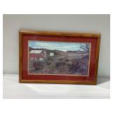 Wisconsin Artist Lavern Kammerude "Silo Filling" Nostalgic Farm Print Framed