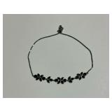 Sterling Silver Black Stone Floral Bolo Bracelet