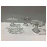 4-Piece Clear Glass Tableware Lot with Cake Stands and Bowls