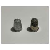 (2) Vintage Metal Thimbles with Advertising Markings