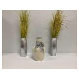 3-Piece Decorative Vase Set with Faux Foliage