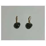 Joan Rivers Green Crystal Heart Dangle Earrings
