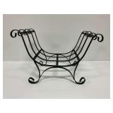 Black Wrought Iron Fireplace Log Holder with Scroll Feet