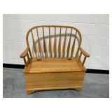 Wooden Windsor Style Storage Bench