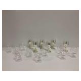 (16) Glass Stemware Pieces with Gold and Silver Tone Accents