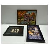Bradford Exchange Dragon Master Plaque, Needlepoint, and Butterfly Specimen