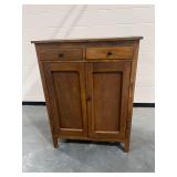 Wooden Pie Safe Cabinet with (2) Drawers and Carved Doors