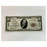 Series 1929 Ten Dollar National Currency Note First National Bank of Medford Wisconsin