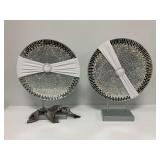 (2) Mosaic Mirrored Tabletop Sculptures with Stands
