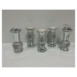 (5) Mosaic Tile and Glitter Candle Holders with Interlocking "C" Logos