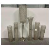 Crystal Beaded Pillar Holders and Vases