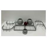 9-Piece Gray Metal Decorative Tray and Candle Holder Set