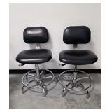 (2) Biofit Adjustable Black Vinyl and Chrome Stools