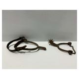 (2) Vintage Metal Spurs with Leather Straps and Chains