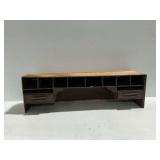 Wooden Desk Organizer with Dual Drawers and Cubbies