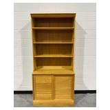 2-Piece Wooden Bookcase with Lower Sliding Doors