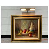 Framed Oil Painting of Still Life with Fruit and Vase