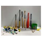 Sports Equipment with Bats and Skis