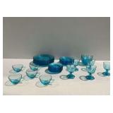Multi Piece Blue Glass Dinnerware